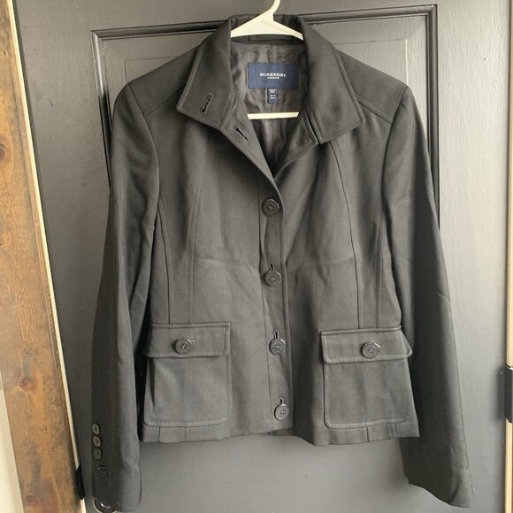 Burberry London 100% Wool Single Breasted Jacket Black Size 8 Black - Picture 2 of 14